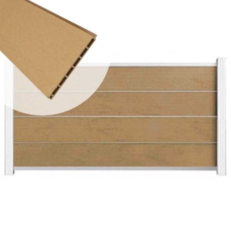 Zelfbouw schutting composiet Modular teak - wit alu accessoires (180 x 97 cm)