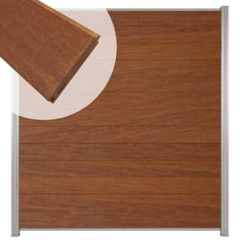 Zelfbouw schutting hardhout Mix & Match Bamboe - blank alu accessoires (180 x 200 cm)