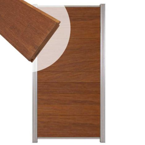 Zelfbouw schutting hardhout Mix & Match Bamboe - blank alu accessoires (90 x 180 cm)