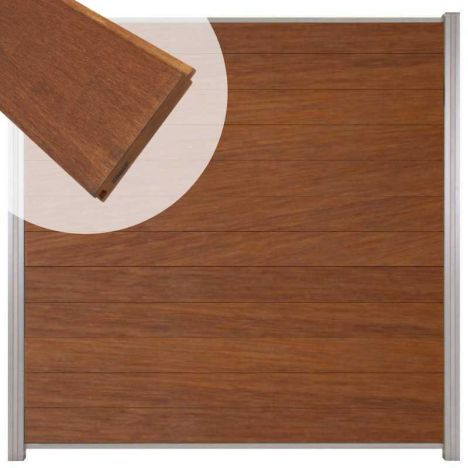 Zelfbouw schutting hardhout Mix & Match Bamboe - blank alu accessoires (180 x 180 cm)