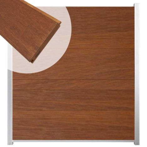 Zelfbouw schutting hardhout Mix & Match Bamboe - wit alu accessoires (180 x 200 cm)