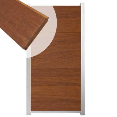 Zelfbouw schutting hardhout Mix & Match Bamboe - wit alu accessoires (90 x 180 cm)