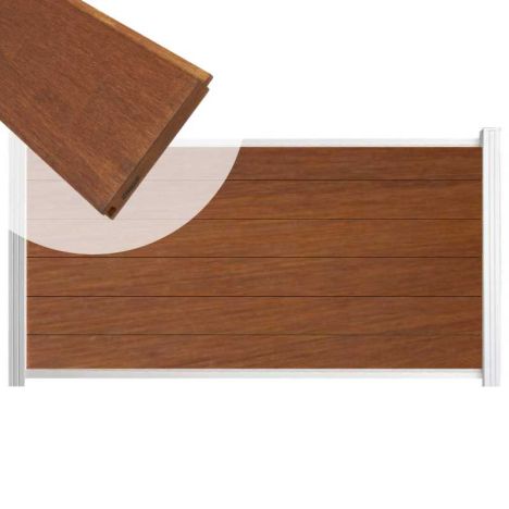 Zelfbouw schutting hardhout Mix & Match Bamboe - wit alu accessoires (180 x 90 cm)