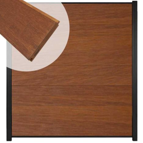 Zelfbouw schutting hardhout Mix & Match Bamboe - zwart alu accessoires (180 x 200 cm)