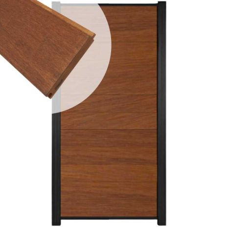Zelfbouw schutting hardhout Mix & Match Bamboe - zwart alu accessoires (90 x 180 cm)
