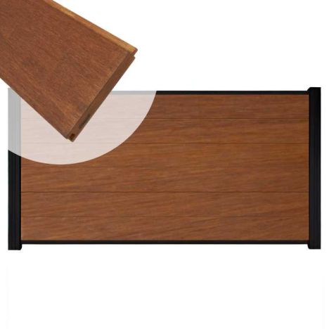 Zelfbouw schutting hardhout Mix & Match Bamboe - zwart alu accessoires (180 x 90 cm)