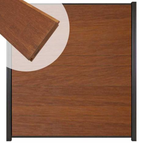 Zelfbouw schutting hardhout Mix & Match Bamboe - antraciet alu accessoires (180 x 200 cm)