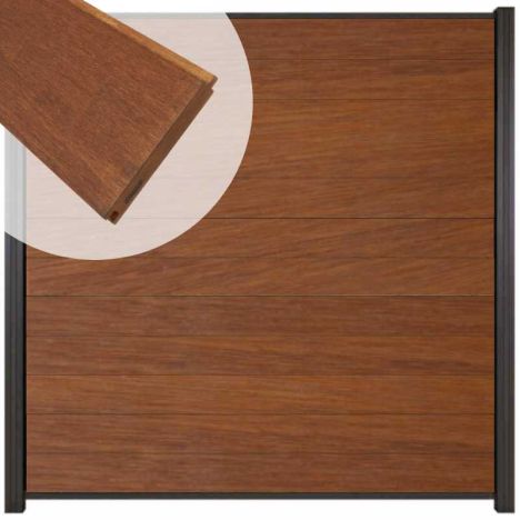 Zelfbouw schutting hardhout Mix & Match Bamboe - antraciet alu accessoires (180 x 180 cm)