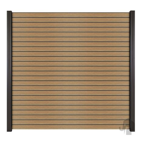 Schutting aluminium Dark Line Rhombus co-ex eiken (180 x 180 cm)