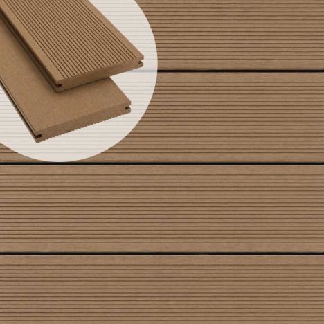 Vlonderplank composiet massief 1,9 x 14 cm eik vlak en grove ribbel