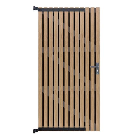 Tuindeur composiet co-ex Stripes Black - Oak met antraciet frame (90 x 180 cm)