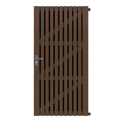 Tuindeur composiet co-ex Stripes Black - Natural dark brown met antraciet frame (90 x 180 cm)