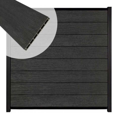 Zelfbouw schutting composiet co-ex Modular nero - zwart alu accessoires (180 x 200 cm)