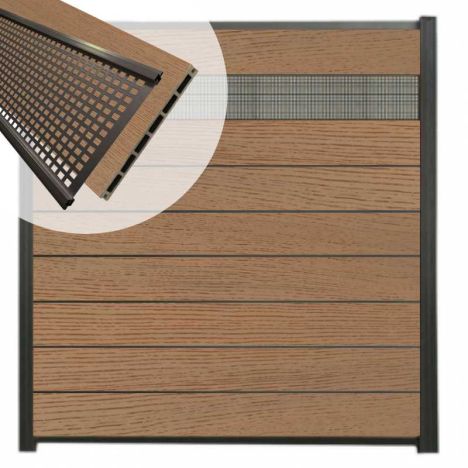 Schutting composiet Modular co-ex dark brown - inclusief deco rooster (180 x 200 cm)