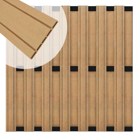 Schutting composiet Stijl teak met zwart aluminium frame (180 x 180 cm)