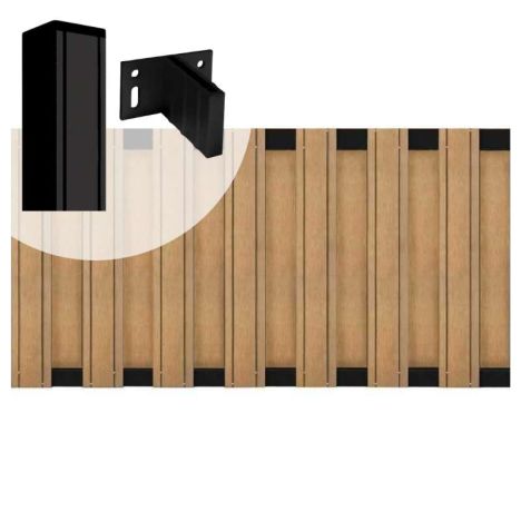 Tuinhek set composiet Stijl teak met zwart aluminium frame (5,68 mtr)