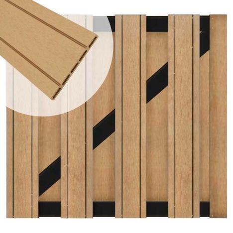 Tuinhek poort composiet Stijl teak met zwart frame incl. hang- en sluitwerk (100 x 93,5 cm)
