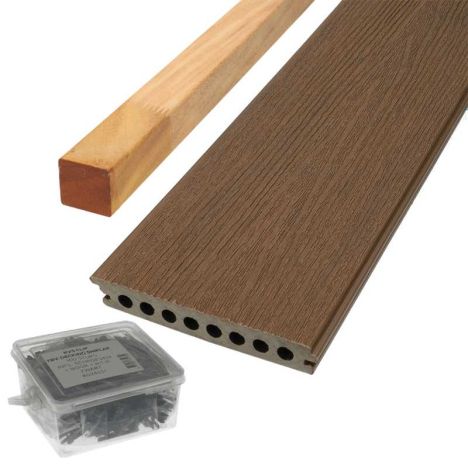 Vlonder totaalpakket composiet semi massief co-extrusie naadloos 2,1 x 14 cm Midnight Oak
