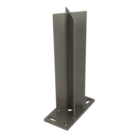 Paalhouder met voet grijs RAL9007 tbv aluminium palen 6,8 x 6,8 cm