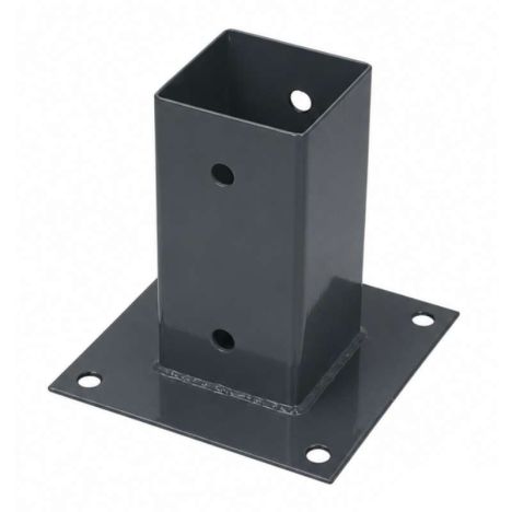 Paalhouder met voet verzinkt antraciet gepoedercoat (7,1 x 7,1 x 15 cm)