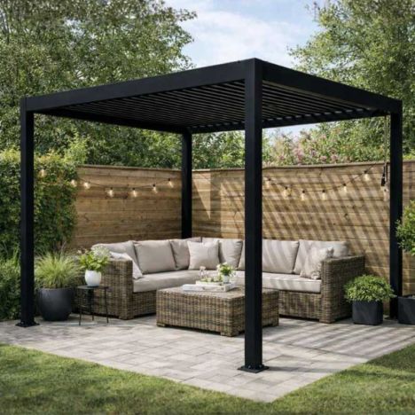 Pergola aluminium vrijstaand - Gitzwart RAL9005 - 300 x 300 x 250 cm