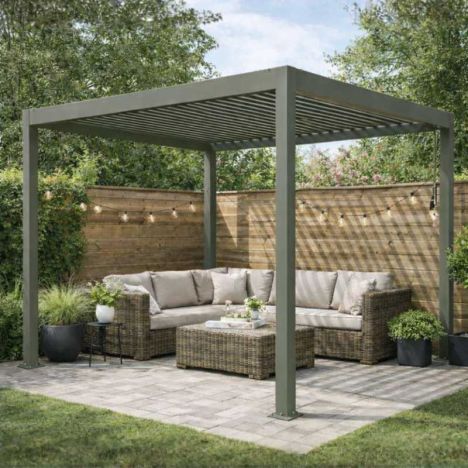 Pergola aluminium vrijstaand - Olijfgrijs RAL7002 - 300 x 300 x 250 cm