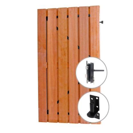 Tuindeur hardhout recht met zwart stalen frame (100 x 180 cm) inclusief beslag