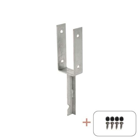 Paalhouder gepunt U gegalvaniseerd tbv tuinpaal van 9 x 9 cm - 40 cm