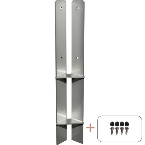 Paalhouder hoek gegalvaniseerd incl. schroeven tbv tuinpaal van 9 x 9 cm -  60 cm