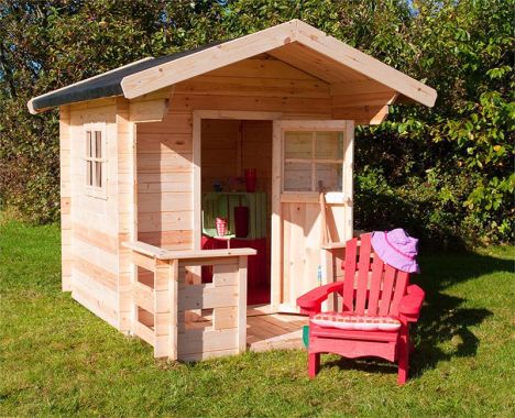 Speelhuisje vuren met terras 162 x 198 x 153 cm (B x L x H)