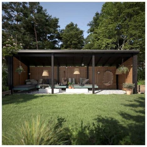 Multi tuinhuis open 14 m2 onbehandeld 218 x 635 x 220 cm