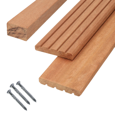 Vlonderplank totaalpakket hardhout Kapur 1,6 x 9 cm (185 cm) v-groef/vlak