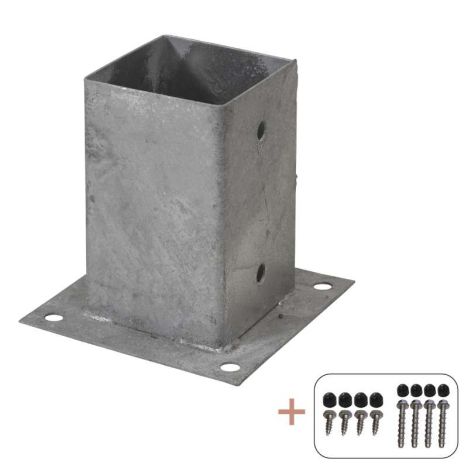 Paalhouder met voet gegalvaniseerd incl. schroeven tbv tuinpaal van 9 x 9 cm -  15 x 15 cm