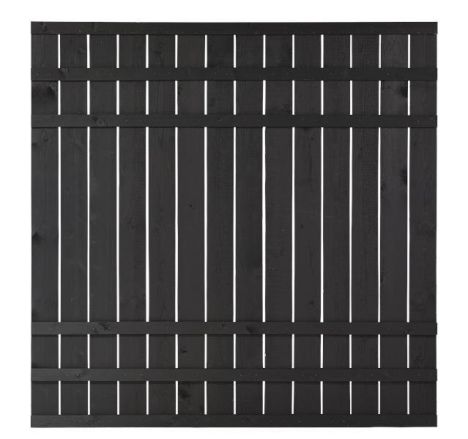 Schutting vuren - Rustik recht zwart (180 x 180 cm) ruw