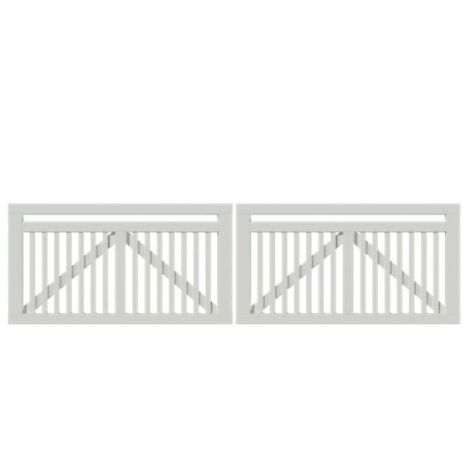 Dubbele tuinpoort vuren - Linea recht wit (300 x 80 cm)