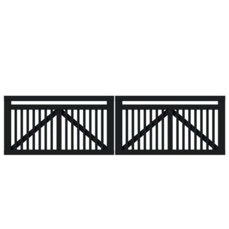 Dubbele tuinpoort vuren - Linea recht zwart (300 x 80 cm)