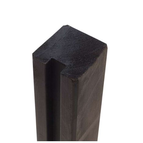 Begin of eindpaal rabatsysteem vuren - 9 x 9 cm zwart geschaafd