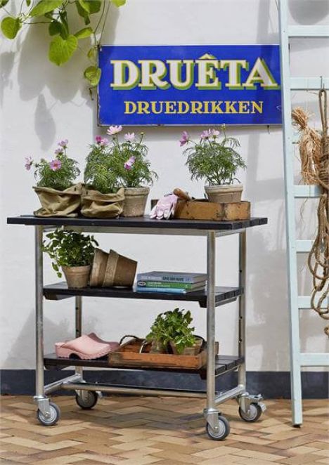 Bijzettafel vuren geimpregneerd - Urban met twee planken zwart 50 x 100 x 90 cm