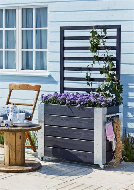 Plantenbak vuren geïmpregneerd - Cubic roomdivider zwart 87 x 50 x 155 cm