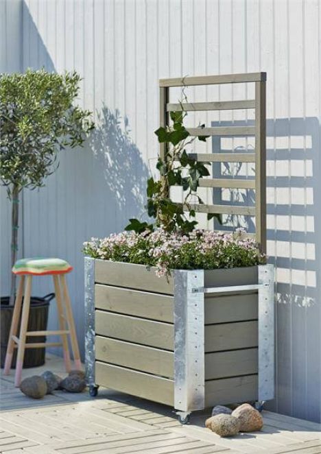 Plantenbak vuren geïmpregneerd - Cubic roomdivider grijsbruin 87 x 50 x 155 cm