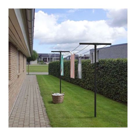 Droogrek verzinkt staal - incl. waslijn gepoedercoat zwart 450 x 80 x 235 cm