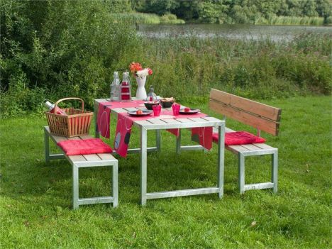 Planken tuinset vuren geimpregneerd - Plankesaet 1 rugleuning 77 x 186 x 72 cm