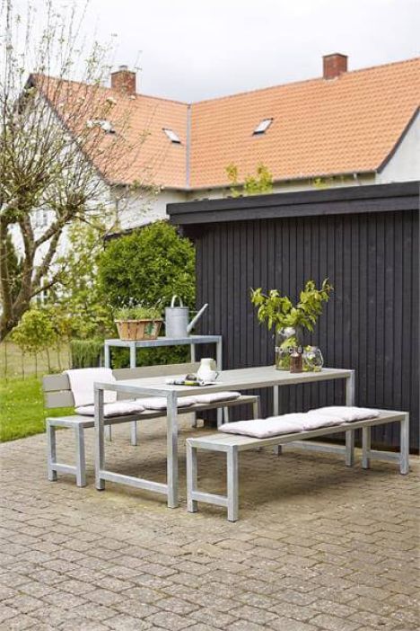 Planken tafel vuren geimpregneerd - Plankesaet grijsbruin 77 x 186 x 72 cm