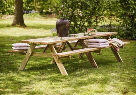 Picknicktafel vuren geimpregneerd - Opklapbare zitting 149 x 300 x 71 cm