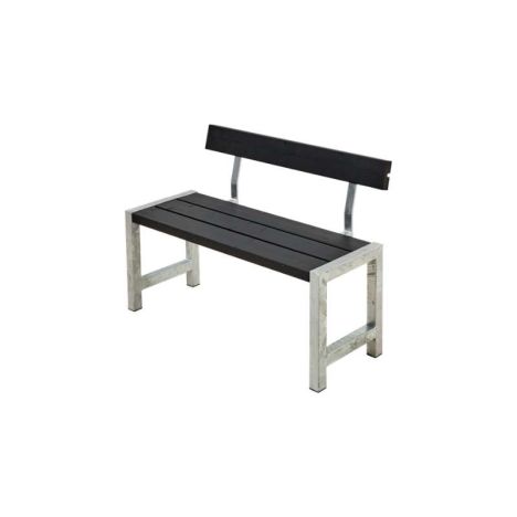 Tuinbank vuren Café - Hout & Staal gegrond zwart met rugleuning - 50 x 127 x 75 cm