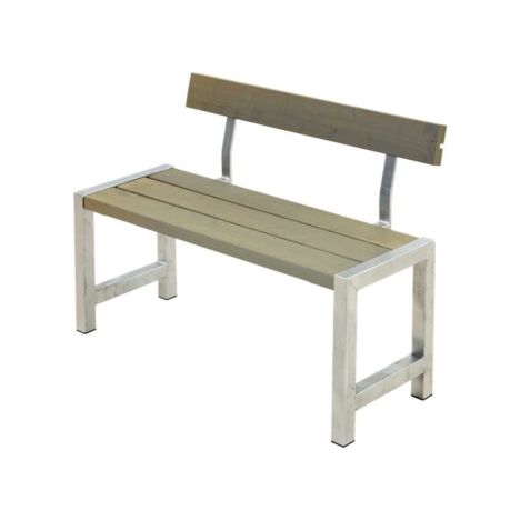 Tuinbank vuren Café - Hout & Staal gegrond grijsbruin met rugleuning - 50 x 127 x 75 cm