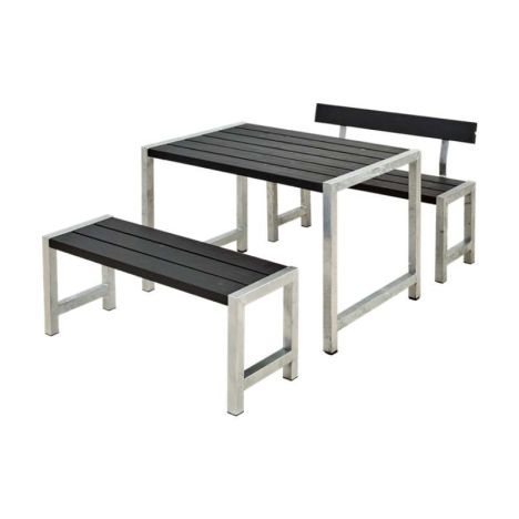 Tuinset vuren Café - Hout & Staal gegrond zwart 1 rugleuning - 185 x 127 x 75 cm