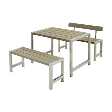 Tuinset vuren Café - Hout & Staal gegrond grijsbruin 1 rugleuning - 185 x 127 x 75 cm