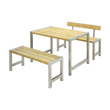 Tuinset vuren Café - Hout & Staal geïmpregneerd 1 rugleuning - 185 x 127 x 75 cm