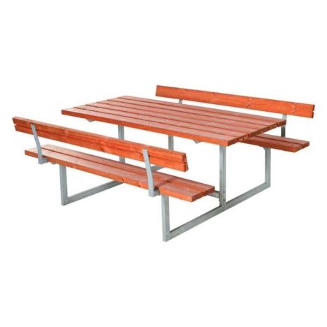 Picknicktafel vuren geimpregneerd - Basic - gegrond teak 2 rugleuningen - 184 x 177 x 75 cm